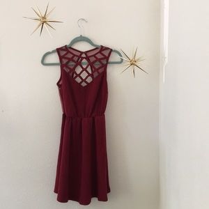Maroon Open Back Special Occassion Dress